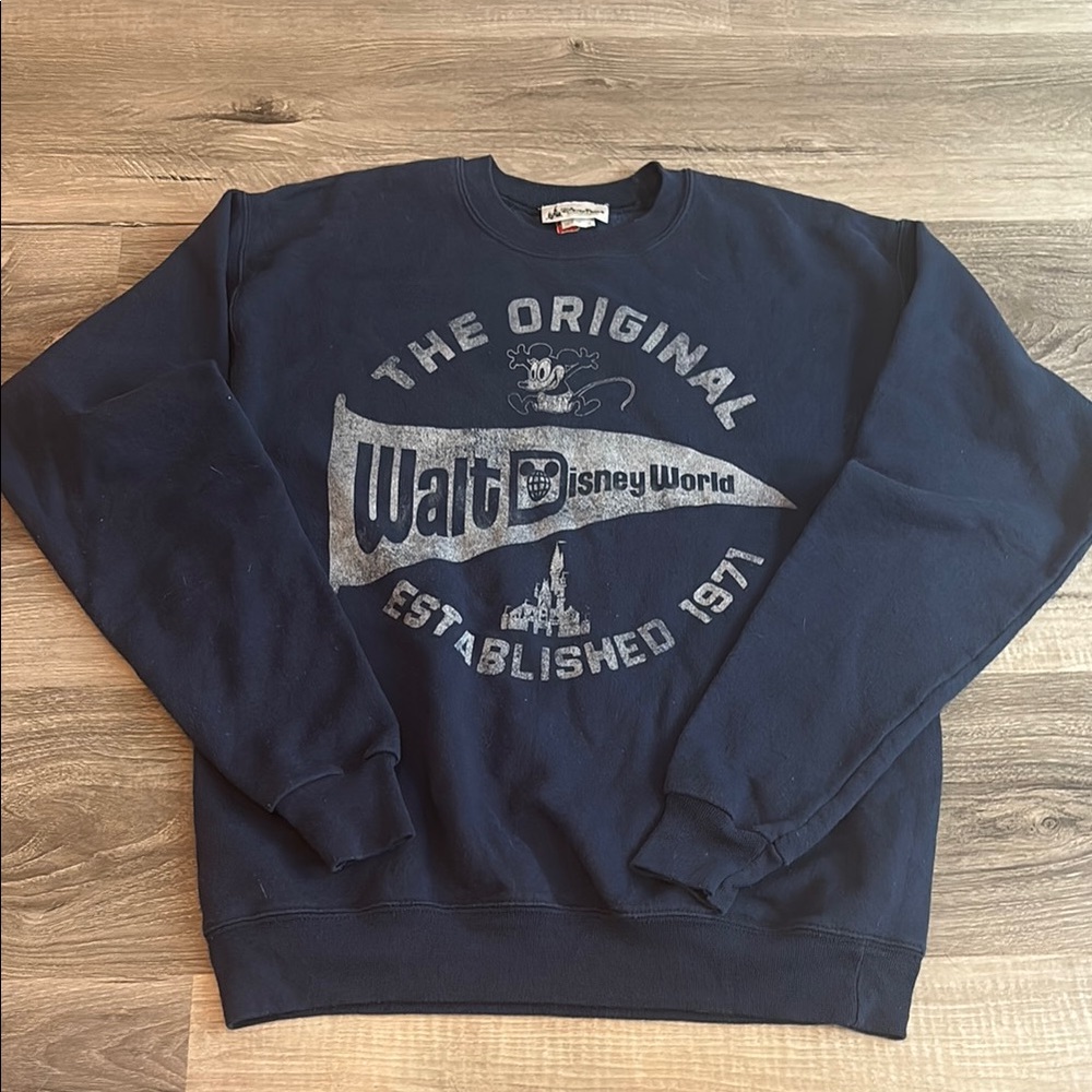 Disney Blue Crewneck Sweater with Graphic Print